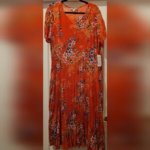 NWT Orange Flowered Crinkle Dress
